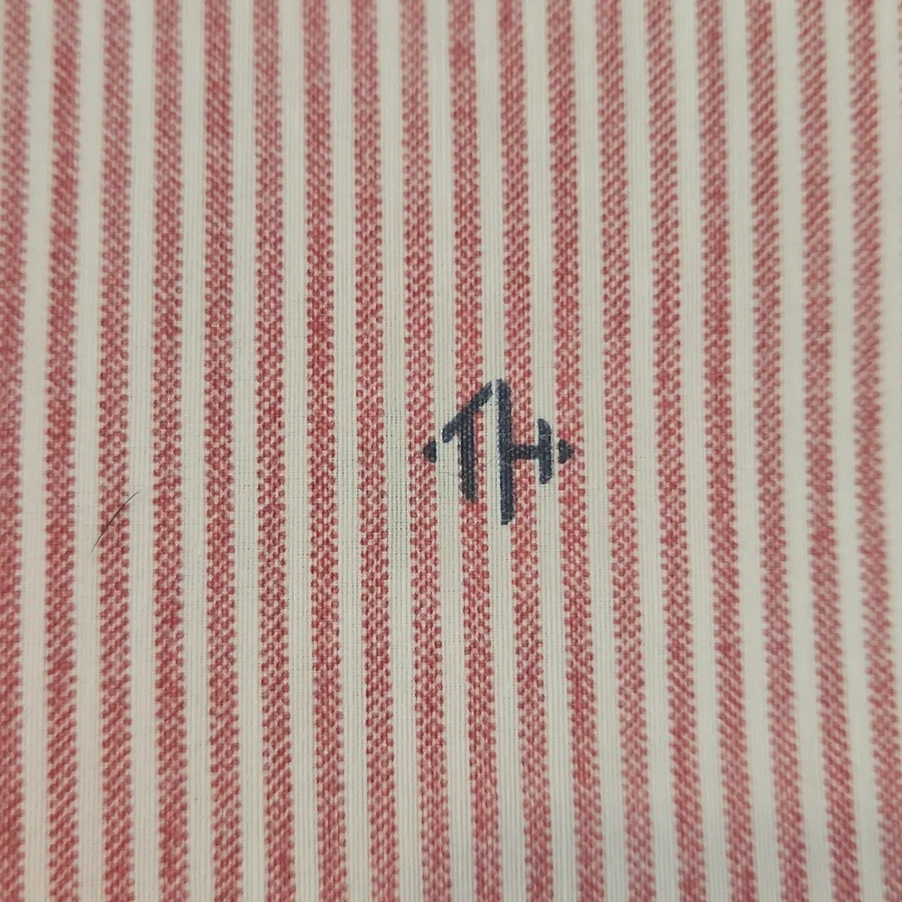 Tommy Hilfiger Red White Striped Plaid Trim Costal Standard Set of Pillow Cases